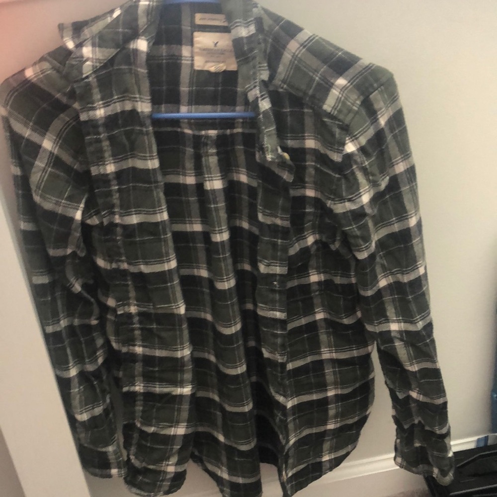 American Eagle Boyfriend Fit Green Flannel XS